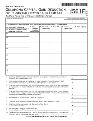 Oklahoma Capital Gain Deduction Form 561F