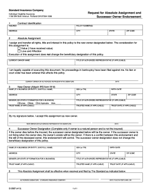 Individual Disability Insurance Absolute Assignment Request