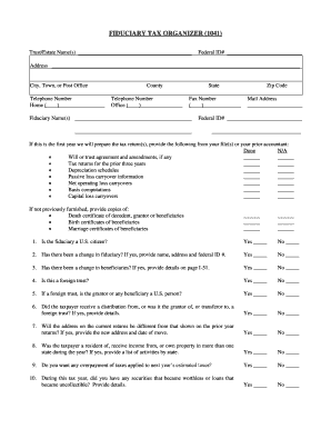Fiduciary Tax Organizer (1041)
