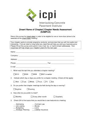 Chapter Needs Assessment Survey