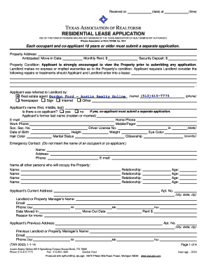 Texas Residential Lease Application