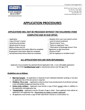 Texas Rental Application and Criteria