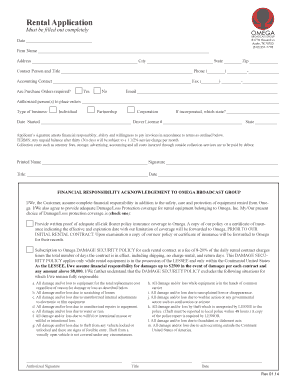 Rental Application for Omega Broadcast Group