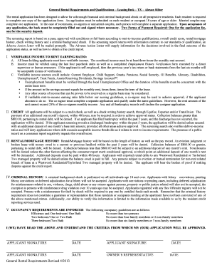 Texas Rental Application Form