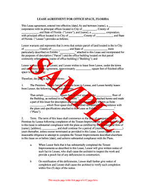 Office Space Lease Agreement Florida