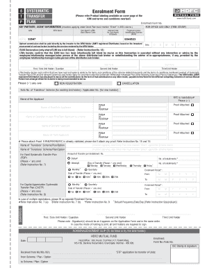 HDFC Mutual Fund Systematic Transfer Plan Enrolment Form