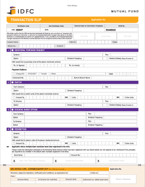 IDFC Mutual Fund Additional Purchase Request Form