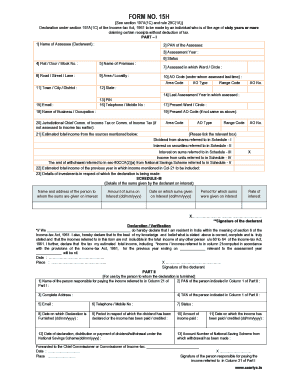 Form 15H Declaration