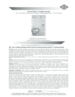 Penal-Ware 1426FA Specification Sheet