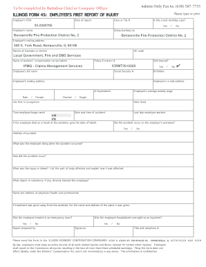 Illinois Form 45: Employer's First Report of Injury