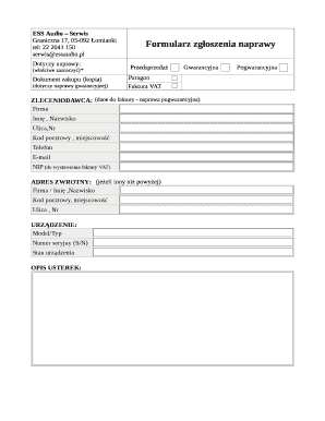 Repair Service Request Form