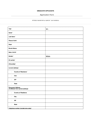 Graduate Applicant Application Form