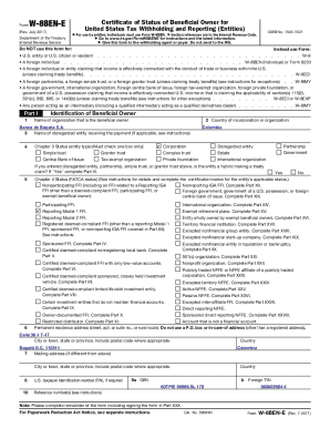 Form W-8BEN-E Certificate of Status of Beneficial Owner