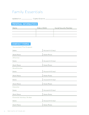 The Facts of Your Life Personal Record Book