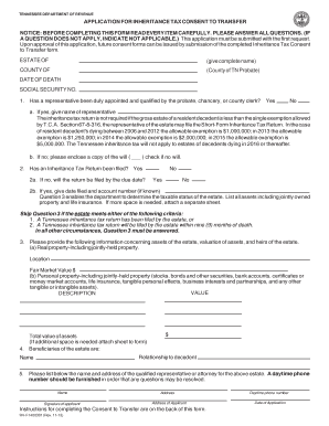 Tennessee Inheritance Tax Consent to Transfer