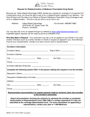 Request for Redetermination of Medicare Prescription Drug Denial