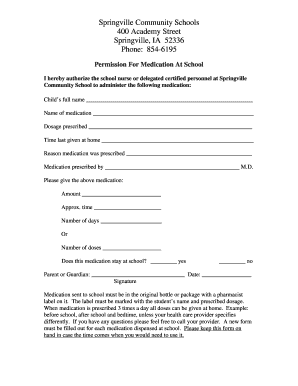 Permission For Medication At School