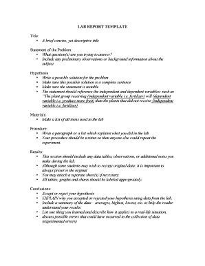 Middle School Lab Report Template