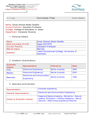 Faculty Curriculum Vitae Form