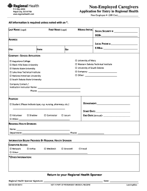 Regional Health Non-Employee Application Form