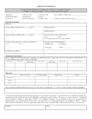 Bojangles Employment Application