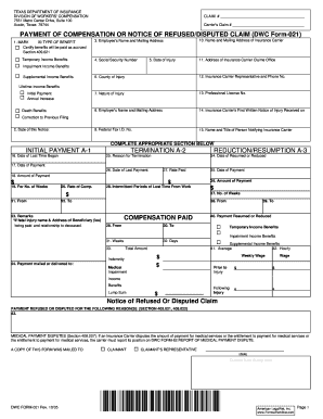 Texas Workers' Compensation Payment Notice