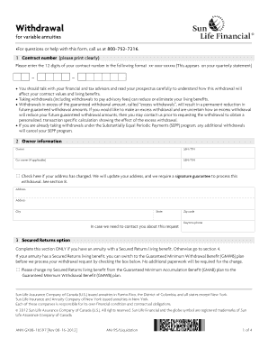 Variable Annuity Withdrawal Form