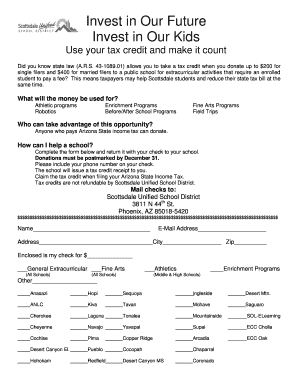 Arizona Public School Tax Credit Donation Form