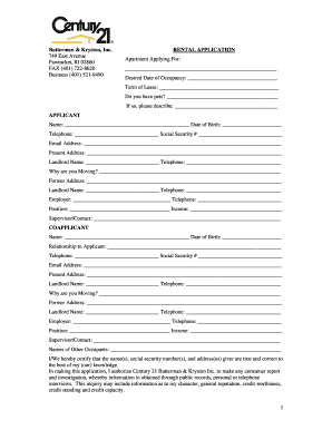 Rental Application Form