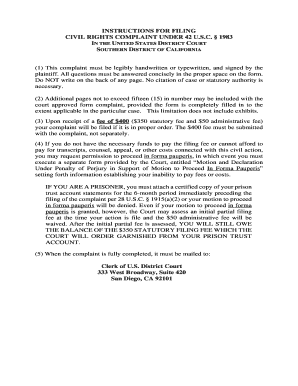 Civil Rights Complaint Form 1983