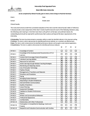 Internship Final Appraisal Form