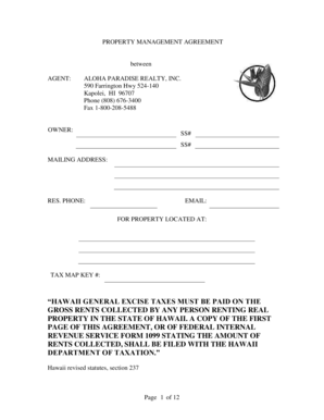 Hawaii Residential Property Management Agreement