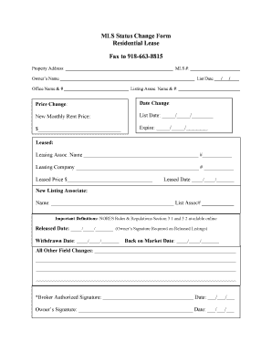 Residential Lease Status Change Form