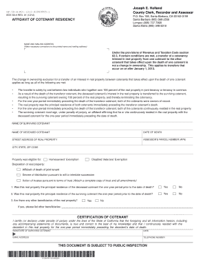 Affidavit of Cotenant Residency