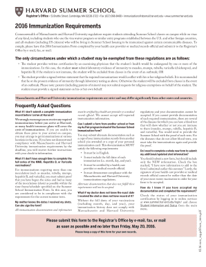 Harvard Summer School Immunization Form