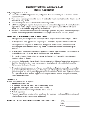 Rental Application Form