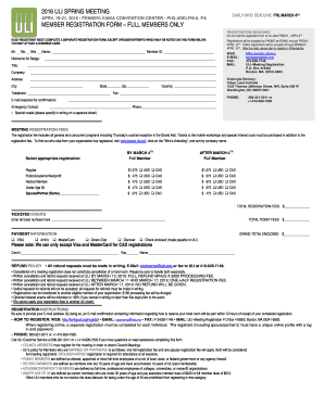 ULI Spring Meeting 2016 Registration Form