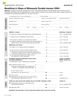 Schedule KF - Beneficiary's Share of Minnesota Taxable Income