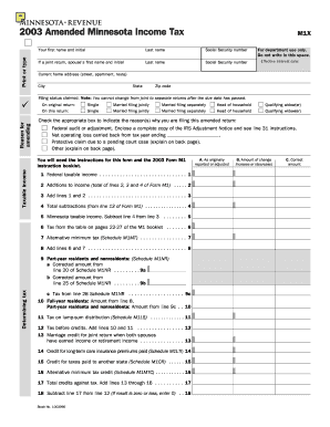 2003 Amended Minnesota Income Tax Form M1X