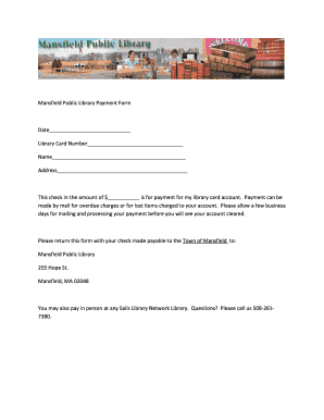 Mansfield Public Library Payment Form