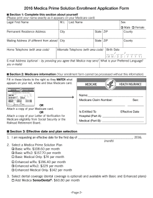 Medica Prime Solution Enrollment Application Form
