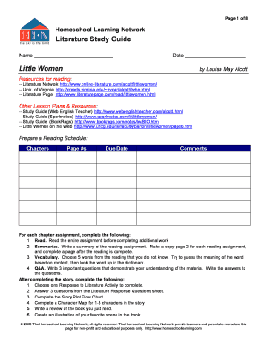 Little Women Literature Study Guide