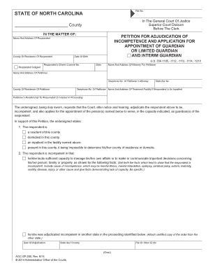 Petition for Adjudication of Incompetence and Application for Appointment of Guardian