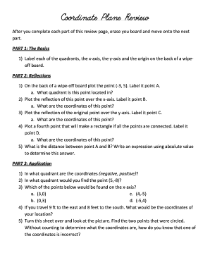 Coordinate Plane Review Worksheet