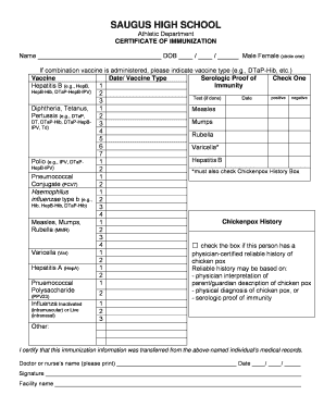Certificate of Immunization