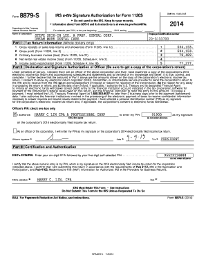IRS Form 8879-S e-file Signature Authorization