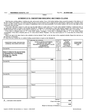 Schedule D Creditors Holding Secured Claims