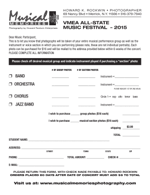 VMEA All-State Music Festival Photo Order Form