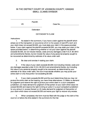 Defendant's Claim Form