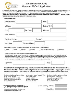 San Bernardino Veteran's ID Card Application